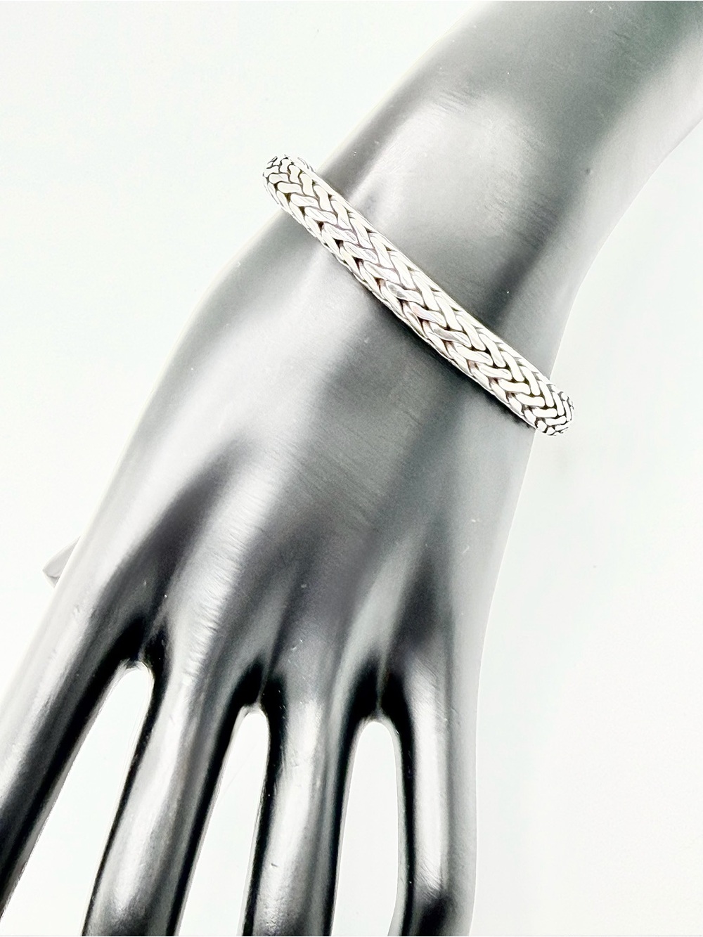 Vintage Heavy Unisex Sterling Silver Thick Python Link Toggle Clasp Bracelet - Picture 3 of 16